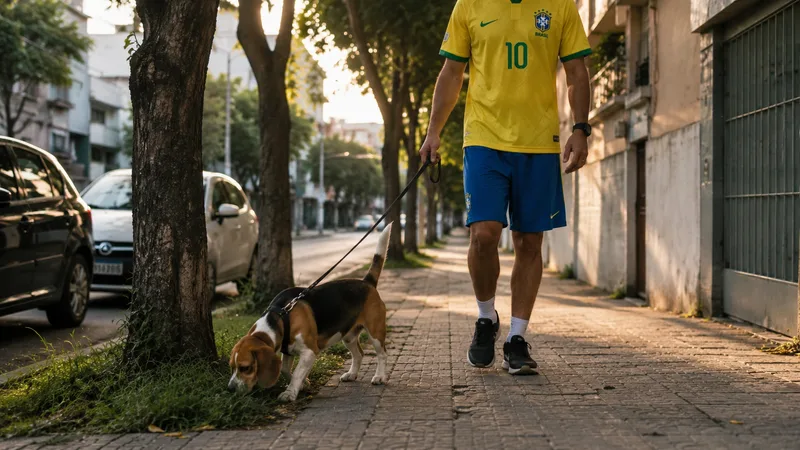 Passeio antes do jogo: a rotina curta que acalma o cachorro em dia de Brasil